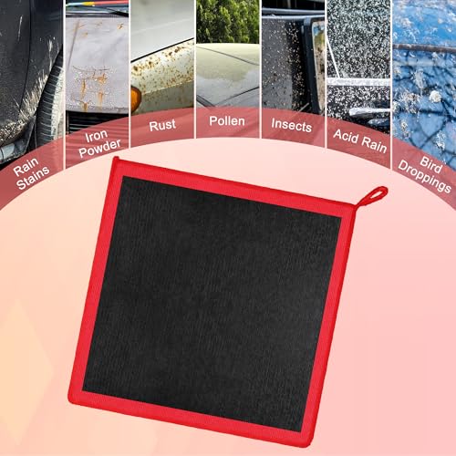 1 Pack Clay Towel 12 x 12 Inch, Red Clay Bar Towel for Detailing | Clay Decontamination Towel for Car Paint, Reusable Synthetic Clay Bar Towel for Smooth Washing - color: Red