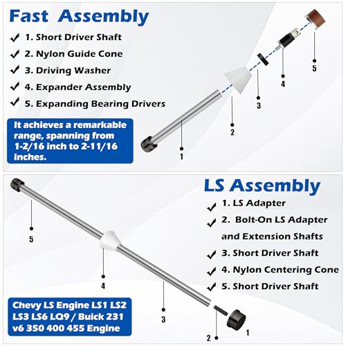 Cam Bearing Install Tool & Engine Cam Bearing Remove Kit Complete Installation & Removal Chevy LS Engine - Covers Most Domestic and Import Vehicles， Patented - color: Silvery