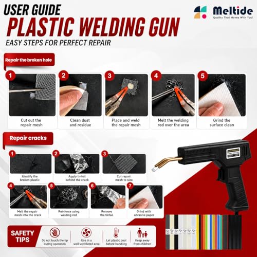Upgraded 220W Plastic Welder Kit – Black Edition | 2-in-1 Hot Stapler & Plastic Welding Gun for Car Bumper Repair | Fix Cracked Plastic in Seconds | 1000 Staples, 100 Welding Rods | DIY Repair Tool - color: Black