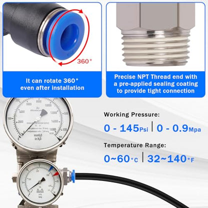 78 PCS Air Line Quick Connect Fittings 1/8" 1/4" 5/16" 3/8" 1/2" Quick Connect Air Hose Fittings Push Lock Fittings Quick Release Pneumatic Kit for Air Compressor Pneumatic System - size: 78PCS