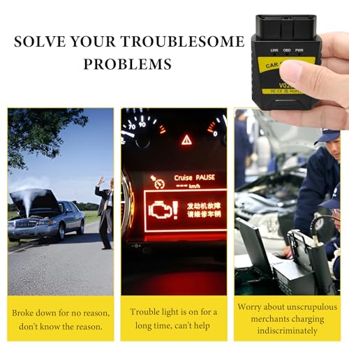 Bluetooth OBD2 Scanner, Auto Diagnostic Scan Tool to Clear/Reset Vehicle Engine Error Code, OBD II Wireless Diagnostic Code Reader with Exclusive App for Vehicles After 1996