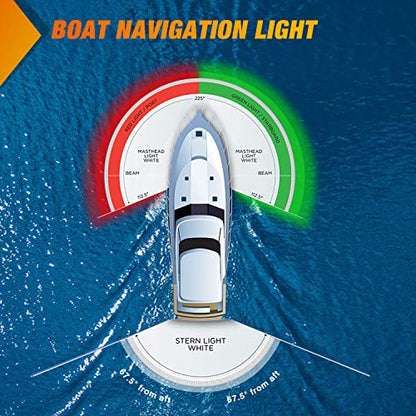 Nilight Marine Boat Navigation Light 24LED Red Green LED Port Starboard Signals Bow Lights 12V Waterproof for Skeeter Yacht Pontoon Speedboat Sailboats Fishing Boats - color: 24LED Navigation Light-1Pc