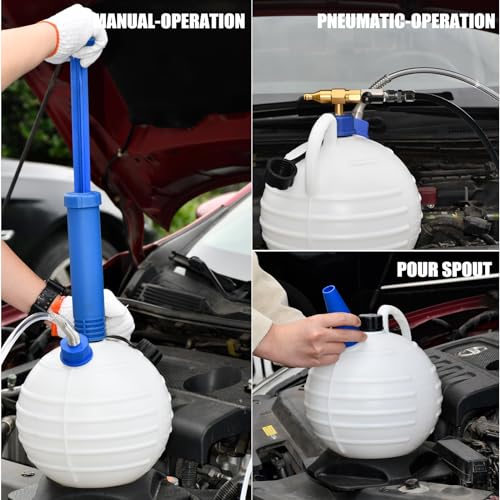 SMOTIVEPRO Oil Extractor Pump Vacuum 6L Pneumatic/Manual Fluid Extractor Professional Engine Oil Change Pump for Automotive and Marine
