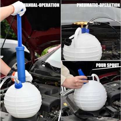 SMOTIVEPRO Oil Extractor Pump Vacuum 6L Pneumatic/Manual Fluid Extractor Professional Engine Oil Change Pump for Automotive and Marine