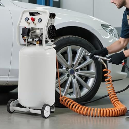 Albott 20 Gallon Electric Air Compressor, 1.8 HP Vertical Wheeled Tank | Oil-Free Air Compressor with Copper Motor 120 PSI Max Garage Air Supply Pneumatic Tool Tire Inflation Use - style: 20 Gal
