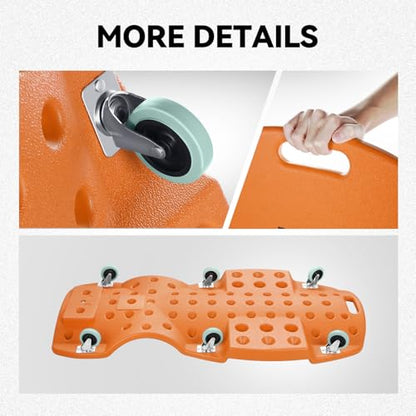 Auto Dynasty 47 Inches Mechanic Creeper, Automotive Garage Repair Low Profile Under Car Rolling Creeper with Padded Headrest, Plastic, Orange - color: Orange