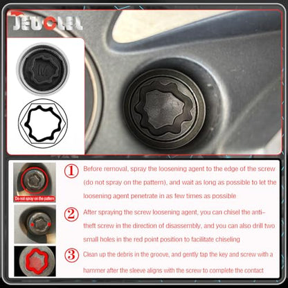 M Wheel Locking Nut Key Compatible with Audi Series, (Socket OD 27mm - ID 25mm), Wheel Lock Nut Socket Adapter, Wheel Anti-Theft Lug Nut Removal Tool, Anti-Theft Screw Remover - size: Socket M