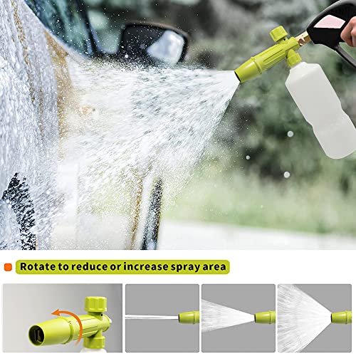 Foam Cannon 1 L Bottle Car Wash Snow Foam Lance with 1/4" Quick Connector Pressure Power Jet Washer Quick Release Adjustable Nozzle with 1 Washing Mitts - color: Foam Gun with Mitt