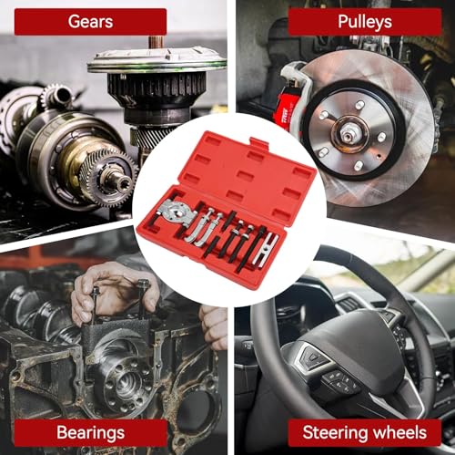Bearing Separator and Puller Set, 9 Pieces Portable Bearing Puller Kit Heavy Duty Bearings Splitter Tool Kit with Red Case