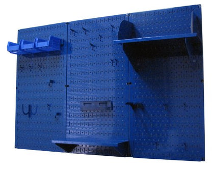 Wall Control Pegboard Organizer 4 ft. Wide Metal Pegboard Standard Tool Storage Kit with Blue Toolboard and Blue Accessories
