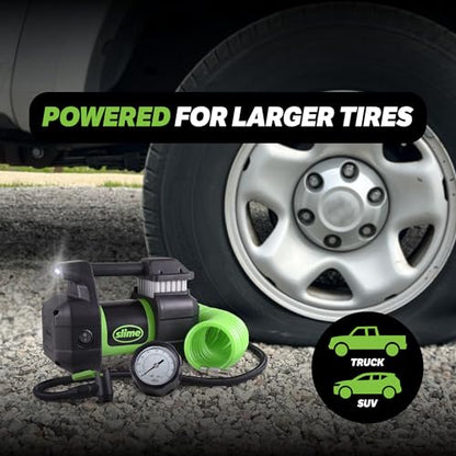 Slime 40031 Tire Inflator, Portable Car, SUV, 4x4 Air Compressor, Pro Power, Heavy Duty, with Analog 150 psi Dial Gauge, Long Hose and LED Light, 12V, 3 min inflation - style: Pro Power Analog