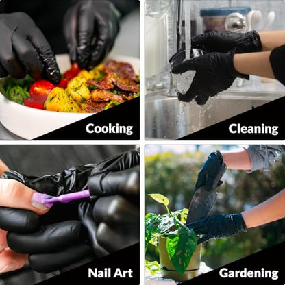 PROMEDIX P Heavy Duty Nitrile Gloves,6mil-100 Count,Black Disposable Cooking Gloves,Latex Free,Powder Free - size: Medium