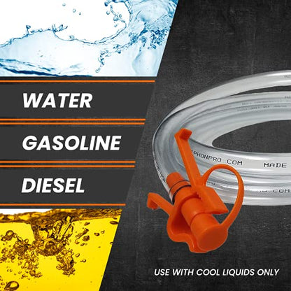 GasTapper Fuel Transfer Pump - Gas Siphon Pro Pump for Gasoline, Oil, Diesel, Water, Liquid, Fluid - Portable Hand Gas Pump Includes Brass Tip Weight, 9 Ft Hose and Pinch Clip - 3.5 Gls/Min - style: SiphonPro