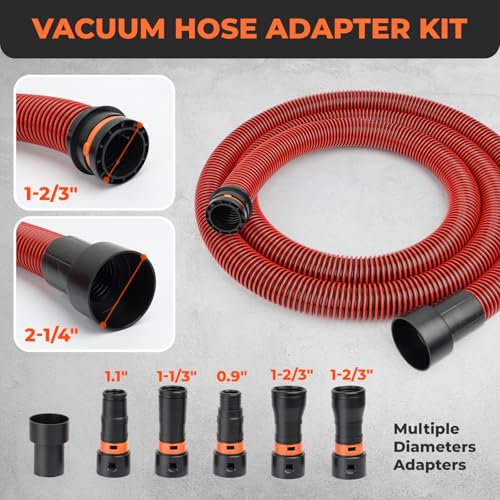 16 FT 1 1/4 Dust Collection Hose Kit Vacuum Hose Adapter Kit for Home and Shop Vacuums System,6 Adapters Fits with Multi-Brands,Quick Switchable Woodworking Power Tool and Sander vacuum hose 16FT - size: 16 Ft