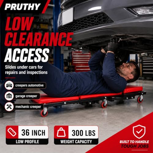 Mechanic Creeper Folding 2-in-1 Rolling Seat All-in-One Adjustable Roller Garage Creepers Automotive, Lay Down or Sit, Car Roller Creeper with 6 Swivel Casters - color: Creeper 2-in-1