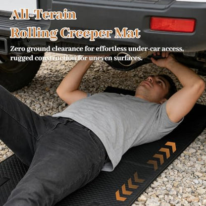 Rolling Creeper Mat, 60"x28" Zero Ground Clearance Mechanic Mat for Working Under Car, Under Car Roller for All Vehicles & Terrains, 3-Layer Design with Storage Bag(Black)
