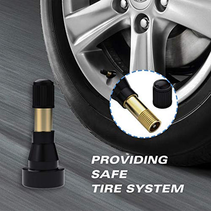 CKAuto TR600HP High Pressure Brass Rubber Snap-in Tire Valve Stem 50Pcs/Bag | Designed for 0.453 Rim Hole, 1-1/4″Length - size: 100