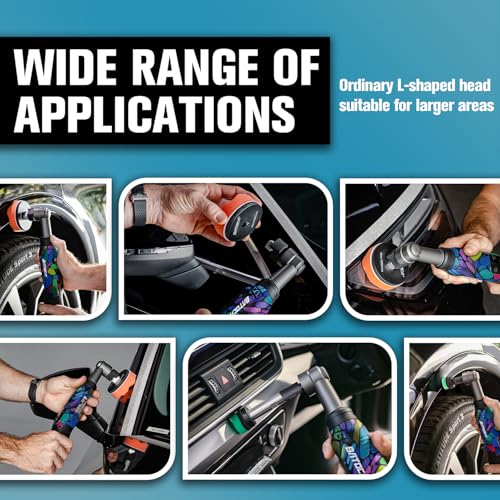 BATOCA S6 Mini Cordless Polisher for Car Detailing 2x2.0Ah Batteries, 0mm Rotary Buffer, 12mm Dual Action Polisher 1-3 Inch, 2 Different Speeds Heads Systems, 4.2k-21k or 1-5k RPM Graffiti Style - size: Graffiti Style with 2 batteries