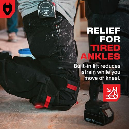 NoCry Professional Work Knee Pads for Men Construction with Ankle Support and Heavy Duty Anti-Slip Cap — Foam Cushion and Extra Thick Gel Padding — Reinforced Thigh & Shin Straps