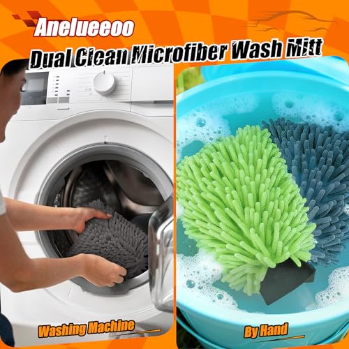Car Wash Mitt Microfiber, Premium Chenille Microfiber Wash Car Mitts Sponge Scratch Free & Lint-Free, Mitts Waterproof Lining 4 Pack Gray(8''X12'') - size: XCST_8X12IN_GY_4PCS