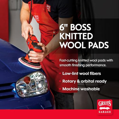 Griot's Garage BOSS Knitted Wool Pads for Car Detailing, Polishing and Paint Correction, Buffing Pads Compatible with BOSS Creams, 6.5”, Set of 2 - size: 6.5 Inch Pads (Set of 2)