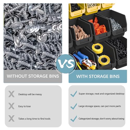 Wall Mounted Storage System 90PCS - Heavy-Duty Plastic Bins for Garage，Home, Closet & Bedroom Organization, Rack Holds Nuts, Bolts, Tools, Hardware - color: 30blue+30yellow+30grey
