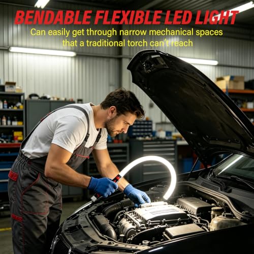 Bendable LED Flashlight Stick- 30", Bendable Flashlight | 360° Flexible Neck,1200 Lumens,Rechargeable,Waterproof for Camping,Emergency,Car Repairing,Engine Bay,Under Hood,Tight Spaces