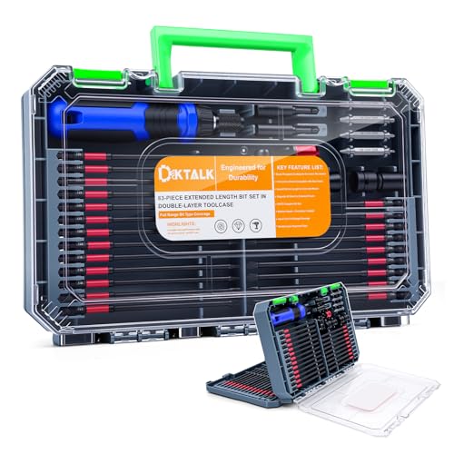 6-Inch Long Screwdriver Bit Set, 63PCS Impact-Ready Extended Reach Bit Kit, Magnetic S2 Steel, 1/4" Hex Shank, Torx/Phillips/Hex/Nut Driver Bits with Organized Storage Case for Drill & Impact Driver