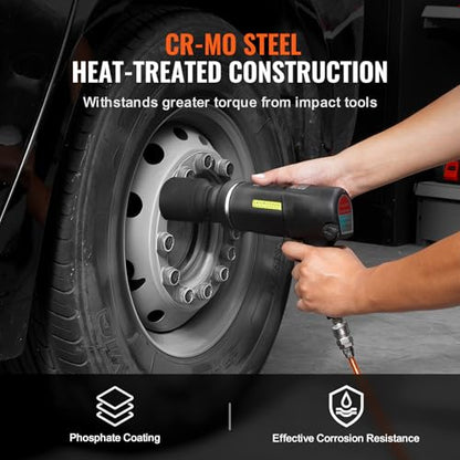 VEVOR Axle Nut Impact Socket Set - 3/4" Drive Deep 6-Point 8-Piece SAE Spindle Nut Socket CR-MO Heat Treated Large Socket Set with Storage Case for Auto Repair, Removing or Installing Axle Nuts - style: 3/4" 8PCS SAE CR-MO