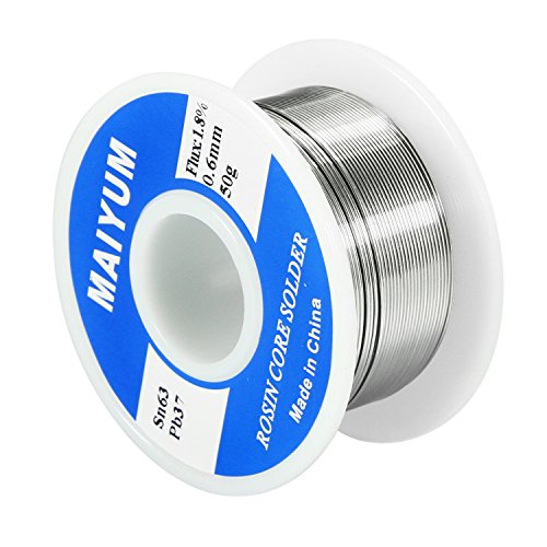 MAIYUM 63-37 Tin Lead Rosin Core Solder Wire for Electrical Soldering (0.6mm 50g) - color: 0.6mm 50g