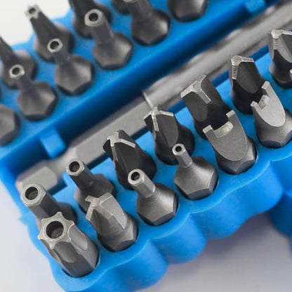 34pcs Security Bit Set 1/4 Inch Hex Shank Screwdriver Bit Set,Tamper Proof Bits-Torx+Hex+Tri Wing+Star+Spanner for Torx Security Screwdriver Set,High Hardness Impact Driver Bit Set(Blue+Wrench) - color: Blue+wrench