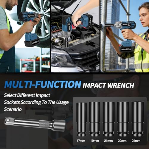 1/2 Inch Cordless Impact Wrench,900Ft-lbs (1200N.m) Brushless Electric Impact Gun,3800RPM High Torque Electric Impact Driver Kit with 2 Batteries,Fast Charger,5 Sockets,Case for Car Tires,Mower,Pickup