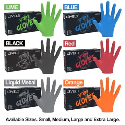 L3 Level 3 Nitrile Gloves - Professional Heavy Duty Disposable Gloves - Latex Free - Fits Snug - Box of 100 - color: Blue, size: Large (Pack of 100)