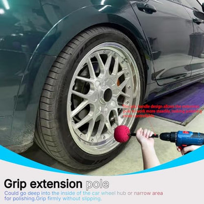 8 PCS Drill Bit Polishing Ball, with Hand-Held Extension Bracket | Metal Polishing Tool, Car Wheel Polishing Sponge, Polishing Pad,Suitable for Household Standard Hand Drill - style: ball _8