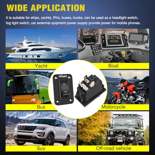 Nilight ON-Off Switch Panel 4 PIN DPST Toggle Switches Panel 12V 20A Black Anodized Aluminium Switch Shell Bracket with Screws Ternimals Jumper Wires Set for Cars Trailers Boats RV Camper - color: 1 Gang On-Off Switch