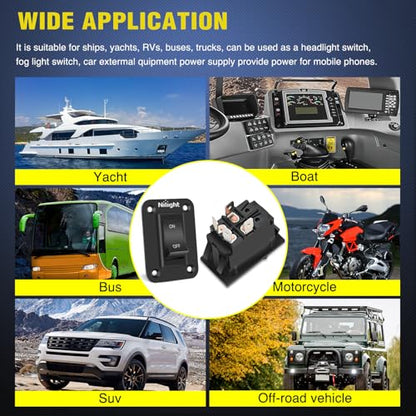 Nilight ON-Off Switch Panel 4 PIN DPST Toggle Switches Panel 12V 20A Black Anodized Aluminium Switch Shell Bracket with Screws Ternimals Jumper Wires Set for Cars Trailers Boats RV Camper - color: 1 Gang On-Off Switch