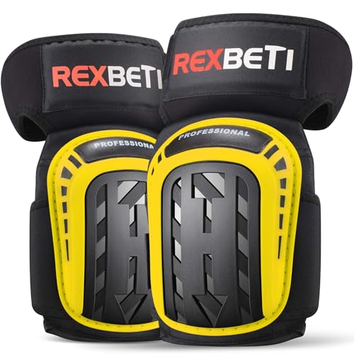 REXBETI Knee Pads for Work, Construction Knee Pads for Men, Heavy Duty Comfortable Anti-slip Foam Gel Knee Pads for Gardening Flooring and Cleaning, Strong Stretchable Straps, Yellow - color: Yellow, size: Original