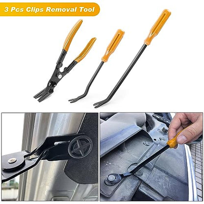 GOOACC 19Pcs Trim Removal Tool Set Panel Fastener Clips Removal Automotive Plastic Upholstery Pliers Removal Install Removal Car Tool with Storage Bag for Trim Panel Audio Clip Pliers Terminal-Yellow - color: Yellow