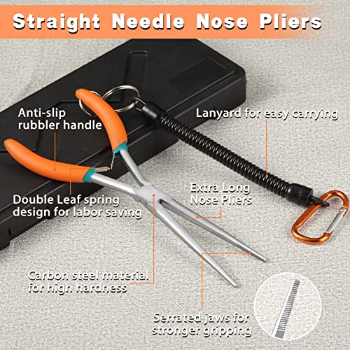 7 Inches Extra Long Needle Nose Pliers Serrated Jaw, with Lanyard | Long Nose Pliers for Jewelry Making, Electronic Repair, Wire Wrapping, Fishing Hook Remover, Hard-to-Reach Narrow Spaces - style: Extra Long Nose