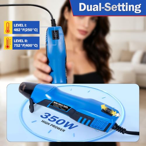 350W Mini Heat Gun Kit with 300pcs Waterproof Solder Seal Wire Connectors & 3:1 Heat Shrink Tubing, Dual-Temp 482°F/752°F (250°C & 400°C) Fast Heating for Automotive, Marine, Wiring Repair 10-26 AWG - size: 300