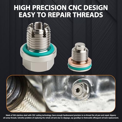 M12.1x1.25-15 Magnetic Oversize Piggyback Oil Drain Plug, Stainless Steel Self Tapping Oil Pan Thread Repair Kit - size: M12.1x1.25-15mm