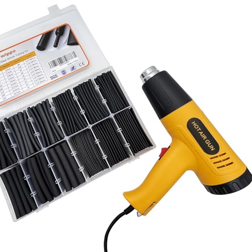 355pcs Heat Shrink Tubing Kit with 1000W Heat Gun - 3:1 Shrink- Electrical Waterproof Industrial Heat Shrink Tubing Terminals- Marine Grade Wire Connector Shrink Wrap Tube - 3.15" Length - size: 355pcs with Heat Gun