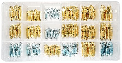 12-Type Brake Bleeder Screws - Bleeder Valve Kit, Fit for Ford, Dodge, Chrysler, Toyota - 90-Piece SAE & Metric Bleeding Screws