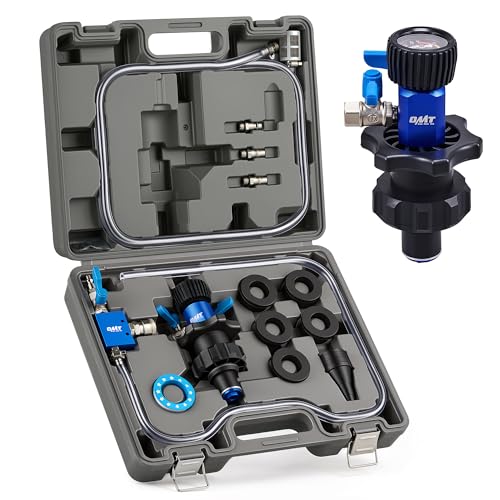 Orion Motor Tech Coolant Vacuum Refill Kit, Cooling System Vacuum Fill Tool with Leak Detector 5 Round Adapters 1 Conical Adapter, Radiator Coolant Fill Kit with Dual-Movement Gauge for Vacuum Leak - color: Gray