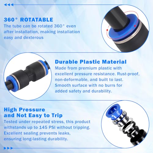 94 Pcs Quick Connect Air Line Fittings Kit Pneumatic Push Lock Air Fittings 1/8",1/4",3/8" Push to Connect & NPT Thread Air Hose Fittings Quick Release Airline Fitting Kit - color: Black-94PCS