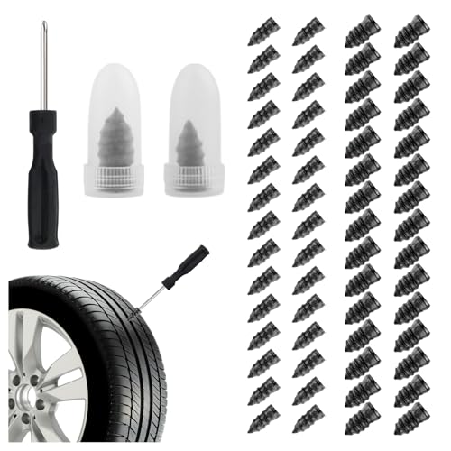 60PCS Tire Repair Screws Includes 2 Sizes & Screwdriver,Heavy-Duty Screw in Tire Plugs for Puncture Repair,Essential Tires Repairs Rubber Nail Kit as Tires Plug Kit for Most Cars - color: 60PCS