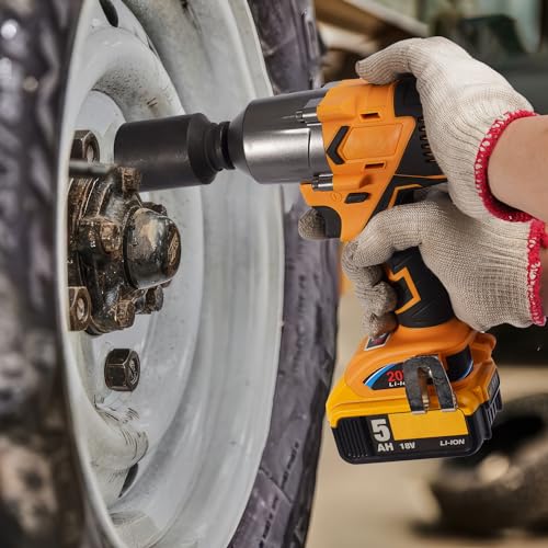 500 ft-lbs maximum torque, 20V 1/2 inch cordless impact wrench-brushless, 4-speed adjustment, automatic start and stop.(Host only/Without battery). - size: 1/2 600Nm