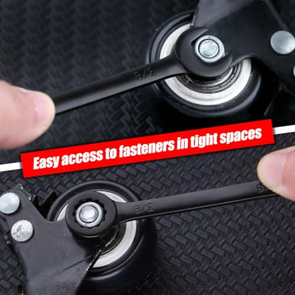 Mini Wrench Set SAE 10-Piece Ignition Wrench Set, 5/32"-7/16" Open End and Box End Combination Wrench Kit, Super Thin Small Wrenches with Zipper Bag and Key Ring for Small Fasteners, Black - style: SAE(Black)
