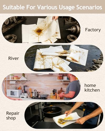 Oil Absorbing Mats, 30Pcs White Heavy Weight Oil-Only Absorbent Mat Pad,15" x 20" Spill Absorbent Pad for Automotive & Workshop(Only Oil Absorbent Pads)