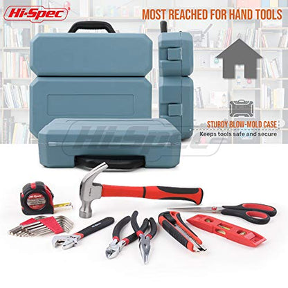 Hi-Spec 49pc Complete Home Tool Kit Set in a Portable Toolbox Case. Essential Household Repair Tools for DIY in The Apartment, Office and College - size: 49 PCS